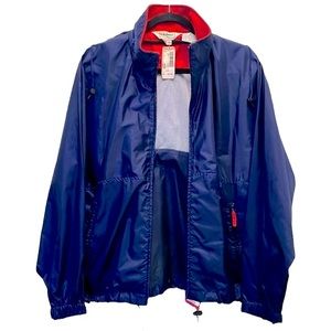 Vintage NWT LL BEAN blue/red nylon PAC JAC zip windbreaker pockets hood …